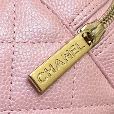 25S CHANEL QUILTED CAVIAR BOWLING BAG 27 IN PINK CALFSKIN