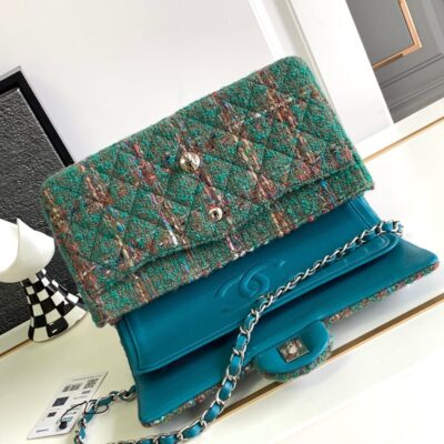 CC MEDIUM 25 CLASSIC BAG IN GREEN FOREST WOOL TWEED