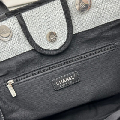 20230722_i1689970607_5056_8_jpg CC DEAUVILLE LARGE 38 TOTE BAG IN LIGHT GREY CANVAS WITH BLACK LOGO