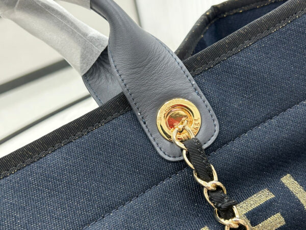 20230722_i1689977533_4532_3_jpg CC DEAUVILLE LARGE 38 TOTE BAG IN BLACK CANVAS WITH GOLD EMBROIDERED LOGO
