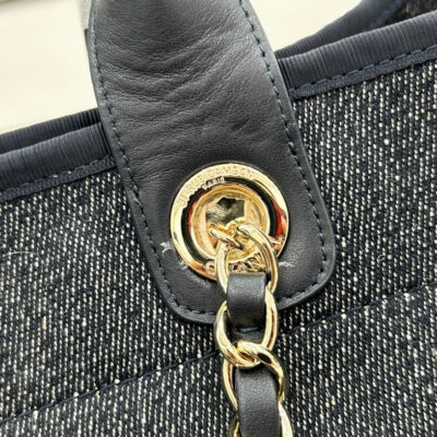20230722_i1689985110_1876_3_jpg CC DEAUVILLE LARGE 38 TOTE BAG IN DARK NAVY CANVAS WITH WHITE LOGO EMBROIDERED