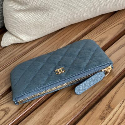 20230722_i1690016475_3154_2_jpg CC CLASSIC SMALL 15 ZIPPED POUCH IN TEAL GREEN GRAINED CALFSKIN
