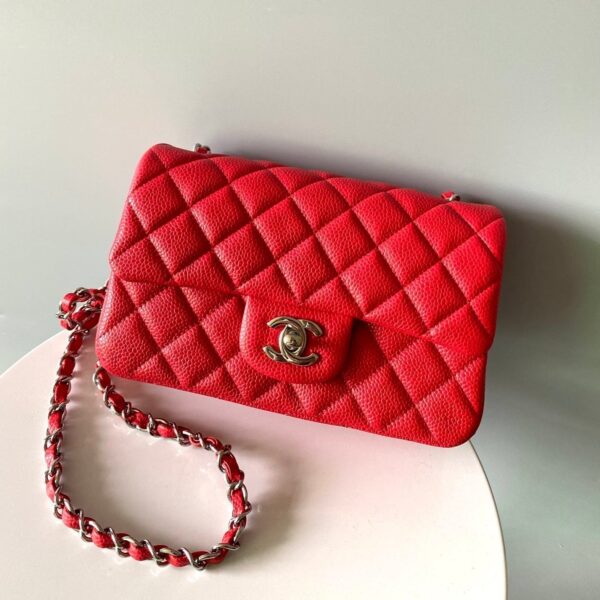 20230912_i1694515521_1531_1_jpg_395fdb7c-6dc2-43ec-aa23-f5b4408f76a9 MINI RECTANGLE FLAP BAG 20CM RED CAVIAR SILVER HARDWARE