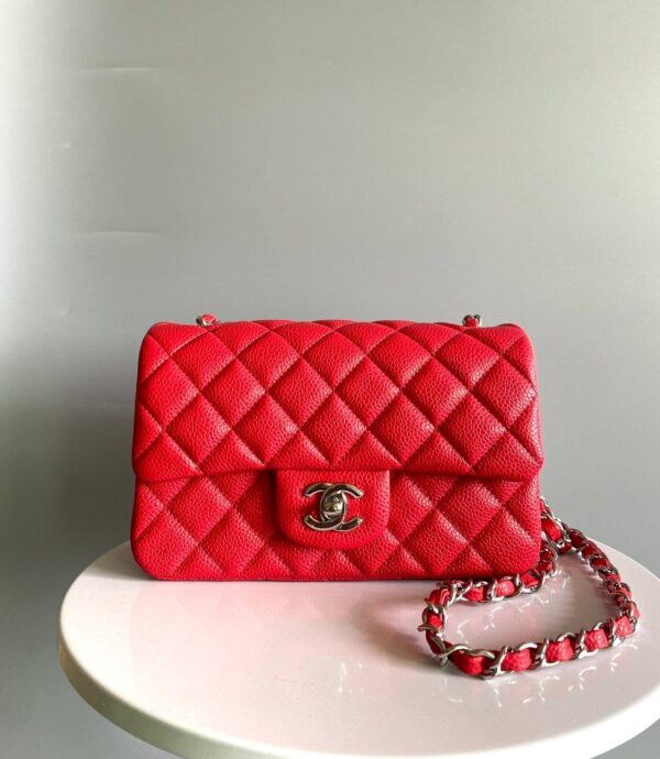 20230912_i1694515521_3356_0_jpg_64b3c6fe-7e3a-44f7-a5db-9c20b80bfd8f MINI RECTANGLE FLAP BAG 20CM RED CAVIAR SILVER HARDWARE