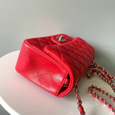20230912_i1694515521_513_3_jpg_27b88f15-c281-47d6-b447-be2a62449f36 MINI RECTANGLE FLAP BAG 20CM RED CAVIAR SILVER HARDWARE