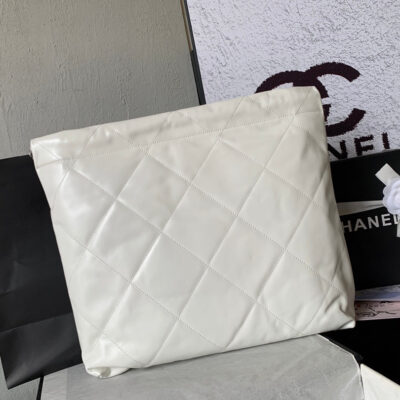 CC LARGE 42 HANDBAG IN WHITE SHINY CALFSKIN SILVER HARDWARE