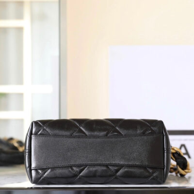 CHANEL 25S HOBO BAG 22 CM IN BLACK LAMBSKIN WITH GOLD HARDWARE
