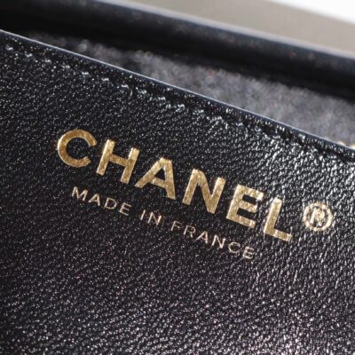 CHANEL 25S HOBO BAG 22 CM IN BLACK LAMBSKIN WITH GOLD HARDWARE