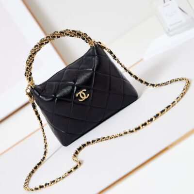 20240917_i1726552708_9783_0_jpg_94077fa8-9341-43c9-92e0-45d6ba8220b1 HOBO BAG 18 IN BLACK SOFT LAMBSKIN GOLD CHAIN