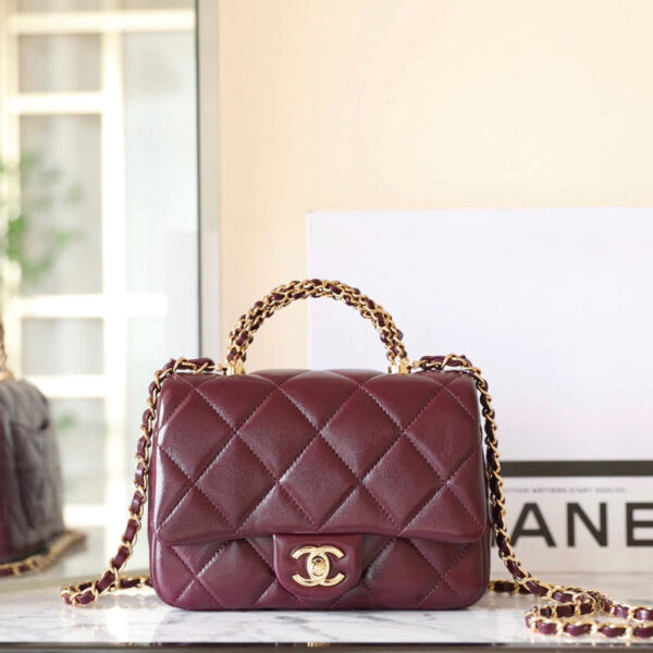20240927_i1727407781_4625_0_jpg_ab3f483a-068d-4aec-be41-19655b96bec5 CHANEL 25S FLAP BAG 19 CM IN DARK RED LAMBSKIN WITH GOLD HARDWARE