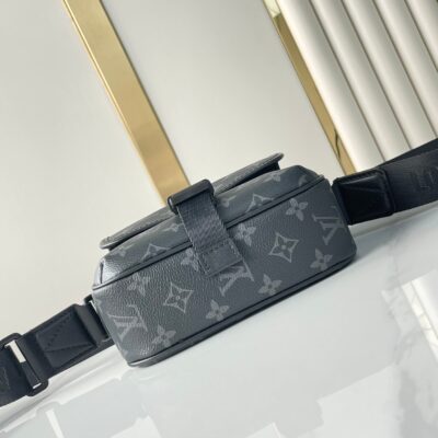 GETAWAY MESSENGER 18 IN GUN METAL MONOGRAM ECLIPSE CANVAS