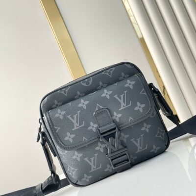 GETAWAY MESSENGER 18 IN GUN METAL MONOGRAM ECLIPSE CANVAS