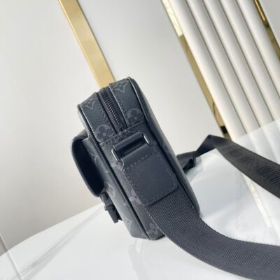 GETAWAY MESSENGER 18 IN GUN METAL MONOGRAM ECLIPSE CANVAS