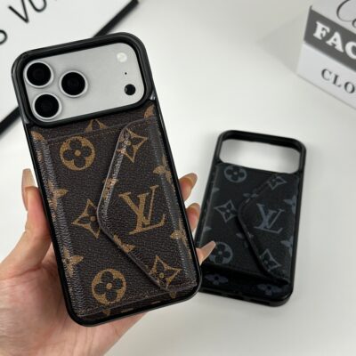 Classic Leather Monogram iPhone Case with Wallet Big Printing for iPhone 12-18 Pro & Pro Max