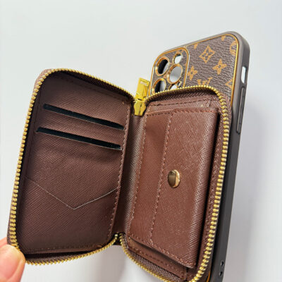 Brown iPhone case 2004 small | Accordion card holder (subject to the video)