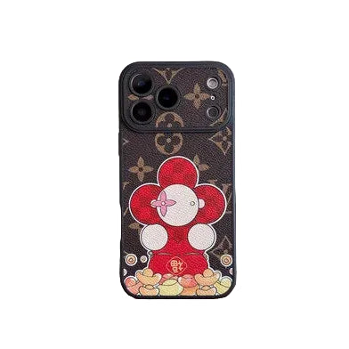 Luxury Monogram Floral Mascot Phone Case for iPhone 13-18 Pro & Pro Max