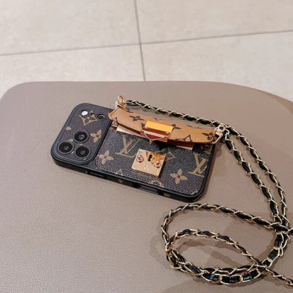 Luxury Monogram Crossbody Phone Bag for iPhone 13-18 Pro & Pro Max