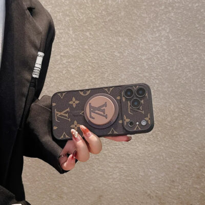 20260312100635_77861 Luxury Monogram Leather Magsafe Phone Case Stand Function for iPhone 13-18 Pro & Pro Max