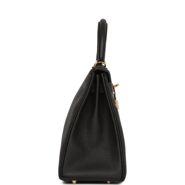 Hermès Kelly Retourne 28 Black Togo Gold Hardware