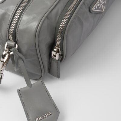 Prada 纳帕皮革 复古 皮革 multi-pocket Slate 灰色 肩背包