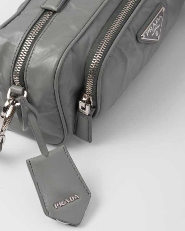 Prada 纳帕皮革 复古 皮革 multi-pocket Slate 灰色 肩背包