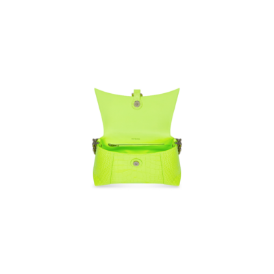 WOMEN'S DOWNTOWN SMALL SHOULDER BAG WITH CHAIN CROCODILE EMBOSSED IN YELLOW
