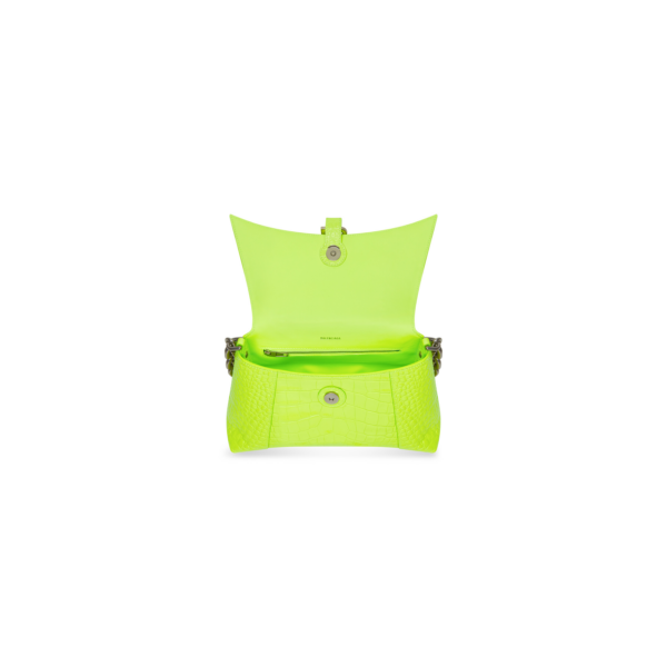 WOMEN'S DOWNTOWN SMALL SHOULDER BAG WITH CHAIN CROCODILE EMBOSSED IN YELLOW