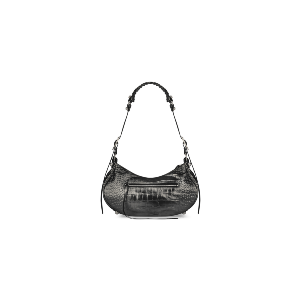 220adbe4a79bfaf1fe2f5ab3c76fe8b7 WOMEN'S LE CAGOLE SMALL SHOULDER BAG METALLIZED CROCODILE EMBOSSED WITH RHINESTONES IN GREY