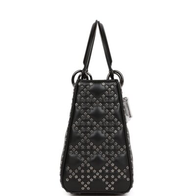 迪奥 Lucky Star 女士 黑色 羊皮 Ruthenium 五金 中号托特包