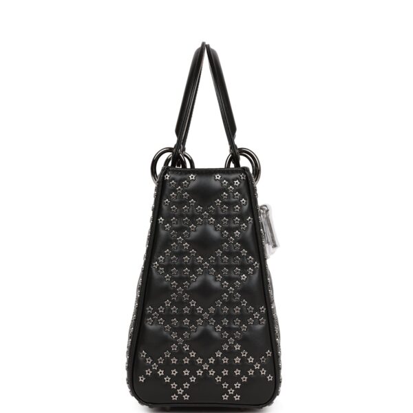 迪奥 Lucky Star 女士 黑色 羊皮 Ruthenium 五金 中号托特包