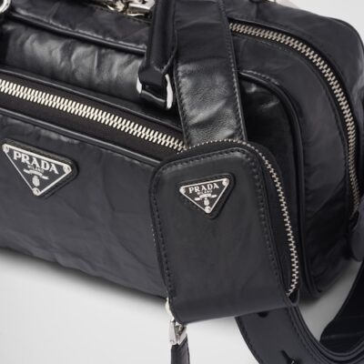 Prada 复古 纳帕皮革 multi-pocket top-handle 黑色 包