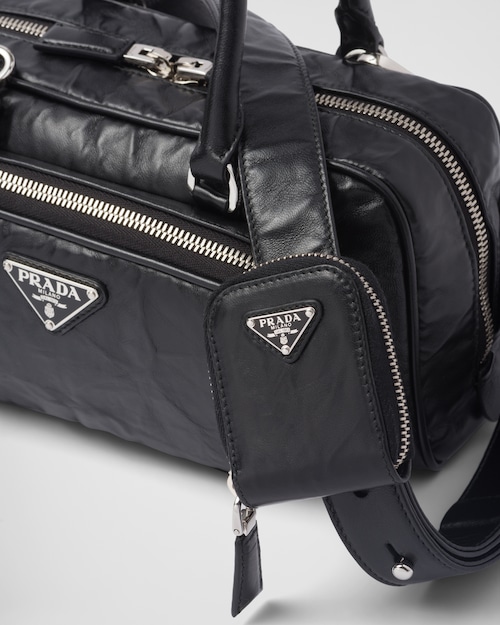 Prada 复古 纳帕皮革 multi-pocket top-handle 黑色 包