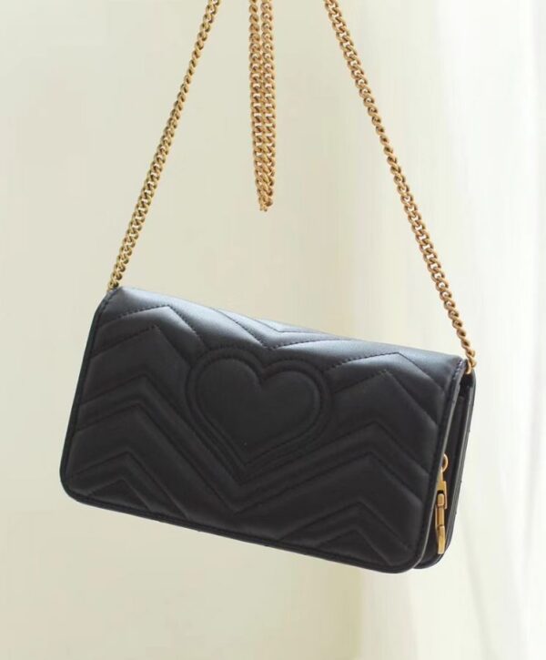 Gucci Marmont GG Mini Quilted Black Leather Cross Body Bag 488426 Black