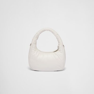 حقيبة صغيرة Prada Soft مبطنة جلد نابا أبيض