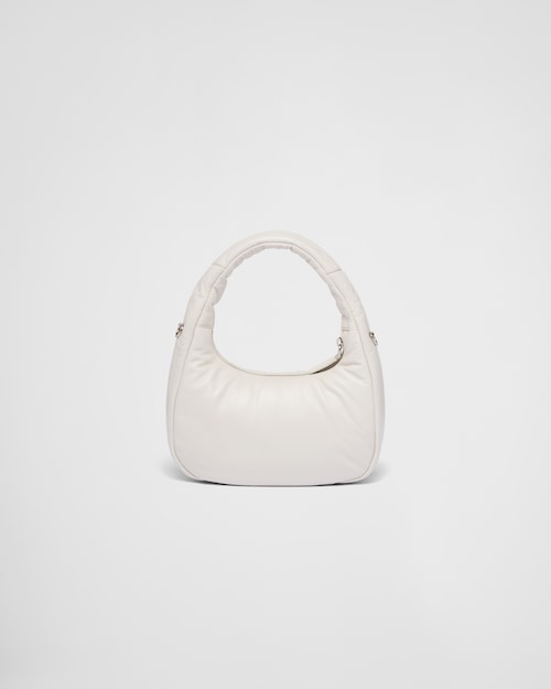 حقيبة صغيرة Prada Soft مبطنة جلد نابا أبيض