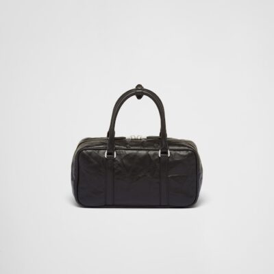 Prada Small antique nappa leather top handle bag - Black