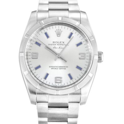 2570f160dfbb2146df28d163de0e20e3 Rolex Air-king 114210.3 Silver Quarter Arabic Dial Unisex 34MM