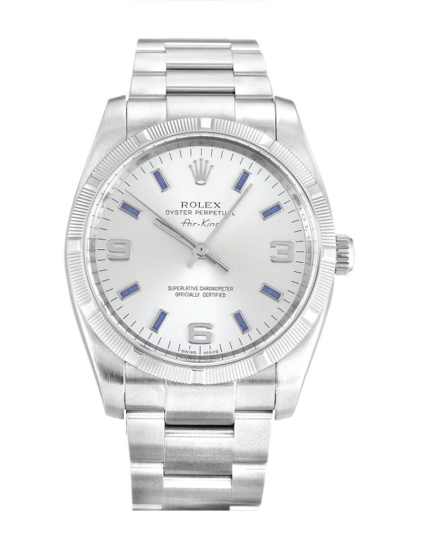 2570f160dfbb2146df28d163de0e20e3 Rolex Air-king 114210.3 Silver Quarter Arabic Dial Unisex 34MM