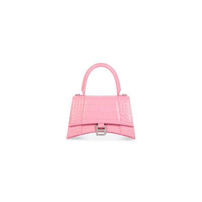 25c3d46ac33f0a5f27521bf95318e0cd WOMEN'S HOURGLASS SMALL HANDBAG CROCODILE EMBOSSED IN PINK