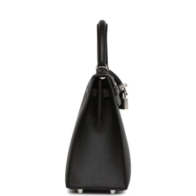 Hermès Kelly Sellier 25 Black Epsom Palladium Hardware