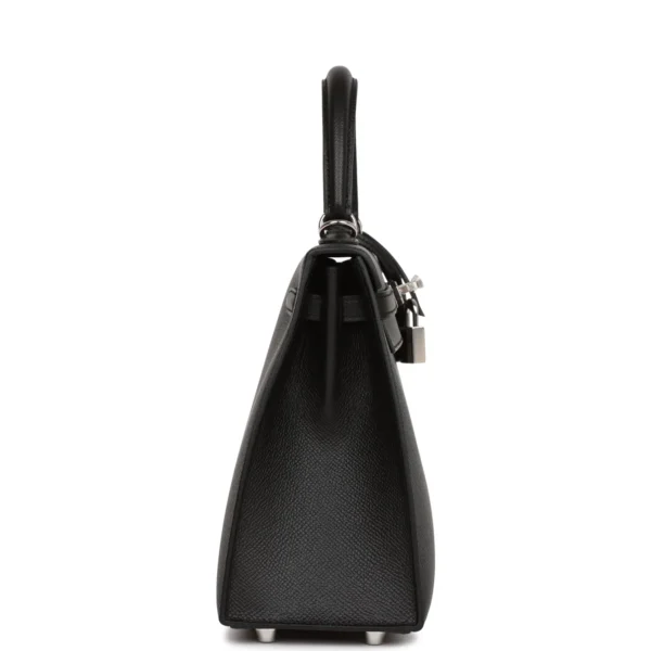 Hermès Kelly Sellier 25 Black Epsom Palladium Hardware
