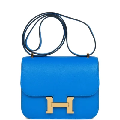 Hermès Constance 18 Bleu Hydra Chevre Gold Hardware