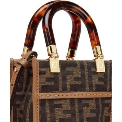 Fendi Mini Sunshine Shopper in Brown FF Fabric Mini Bag