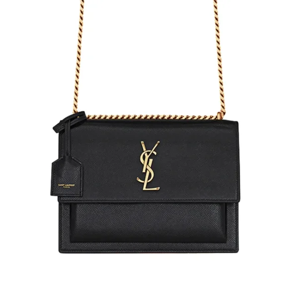 27ac7b26b8a1705b9ed7ffdf6c034395 YSL Sunset Medium Chain Bag In Coated Bark Leather