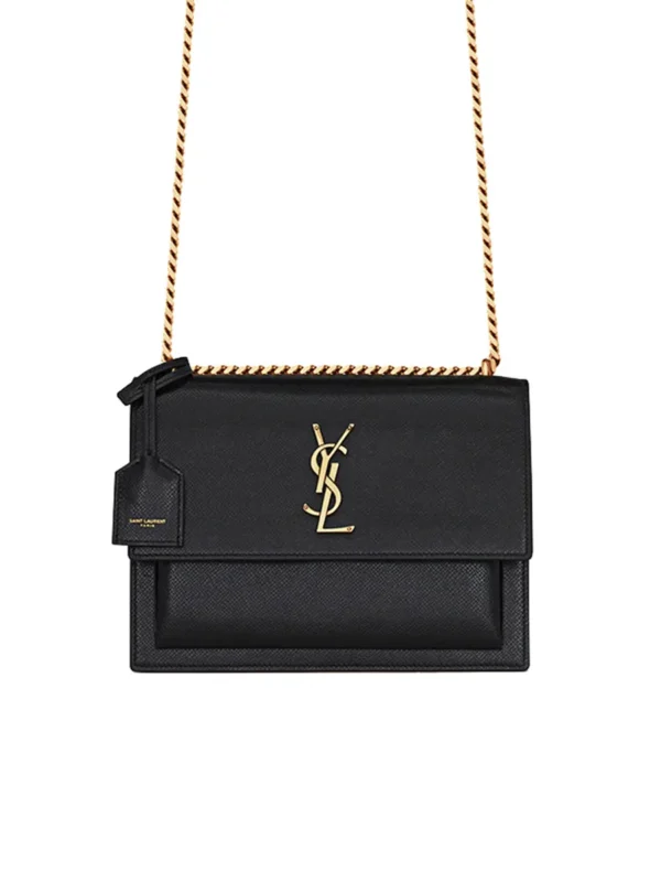 YSL Sunset Medium Chain Bag In Coated Bark Leather