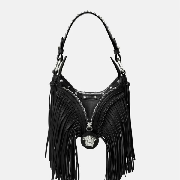 FRINGED REPEAT MINI HOBO BAG