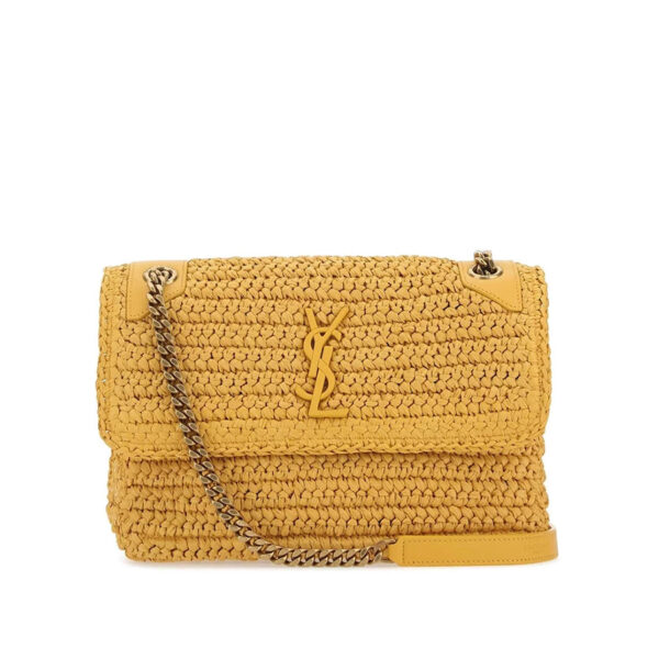 YSL Niki Medium Chain Bag in Raffia and Leather