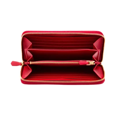 Prada Large Saffiano Leather Wallet in Red