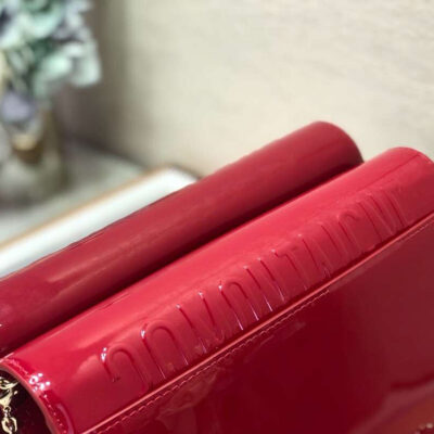 Dior 30 Montaigne Wallet On Chain In Red Patent Calfskin