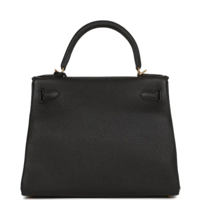 Hermès Kelly Retourne 28 Black Togo Gold Hardware